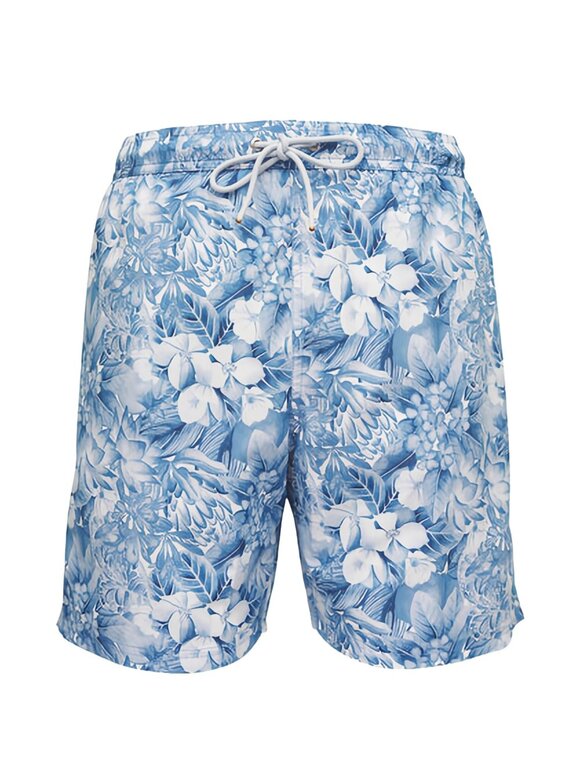 Paul & Shark Light Blue Floral Print Swim Trunks - view 5