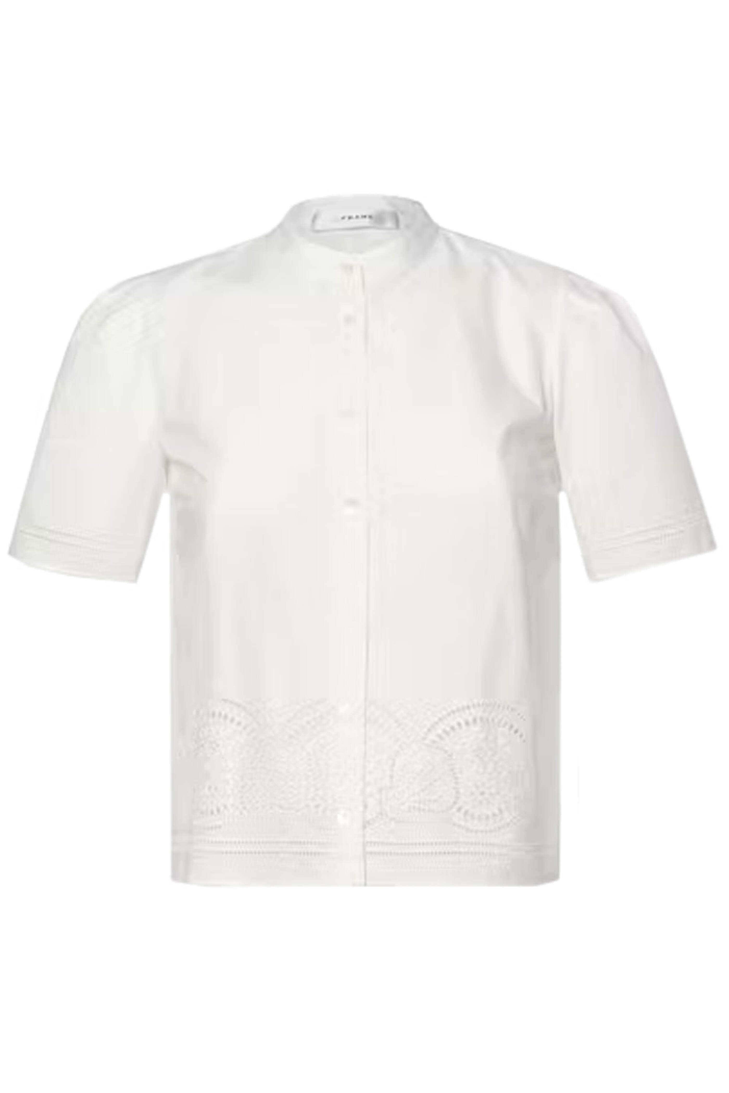 Frame - White Embroidered Short Sleeve Shirt