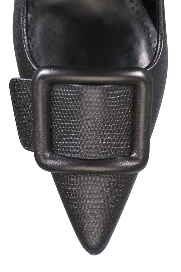 Manolo Blahnik Maysale Graphite Embossed Leather Pump, 50mm - view 5