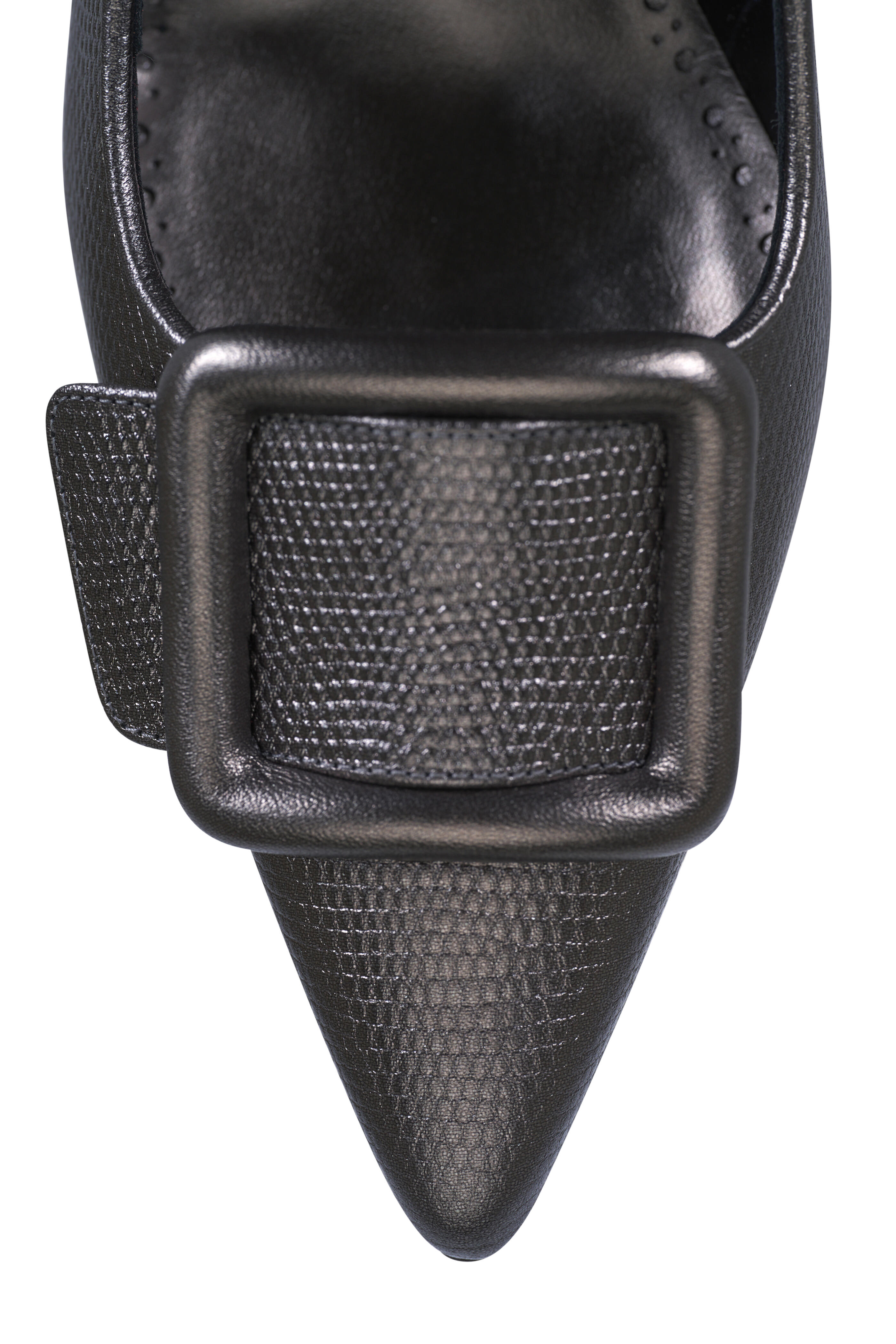 Manolo Blahnik - Maysale Graphite Embossed Leather Pump, 50mm