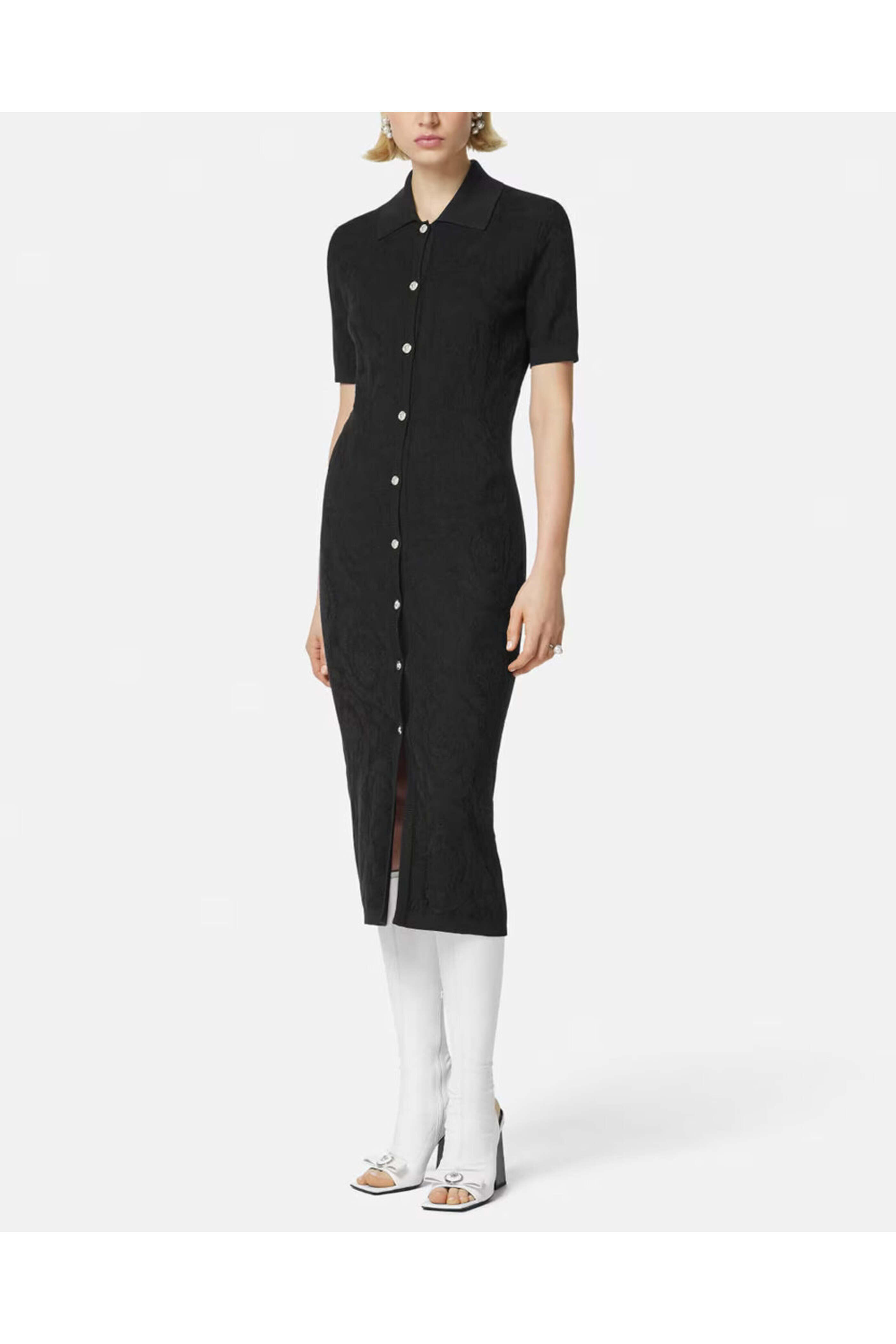 Versace - Black Barocco Knit Dress