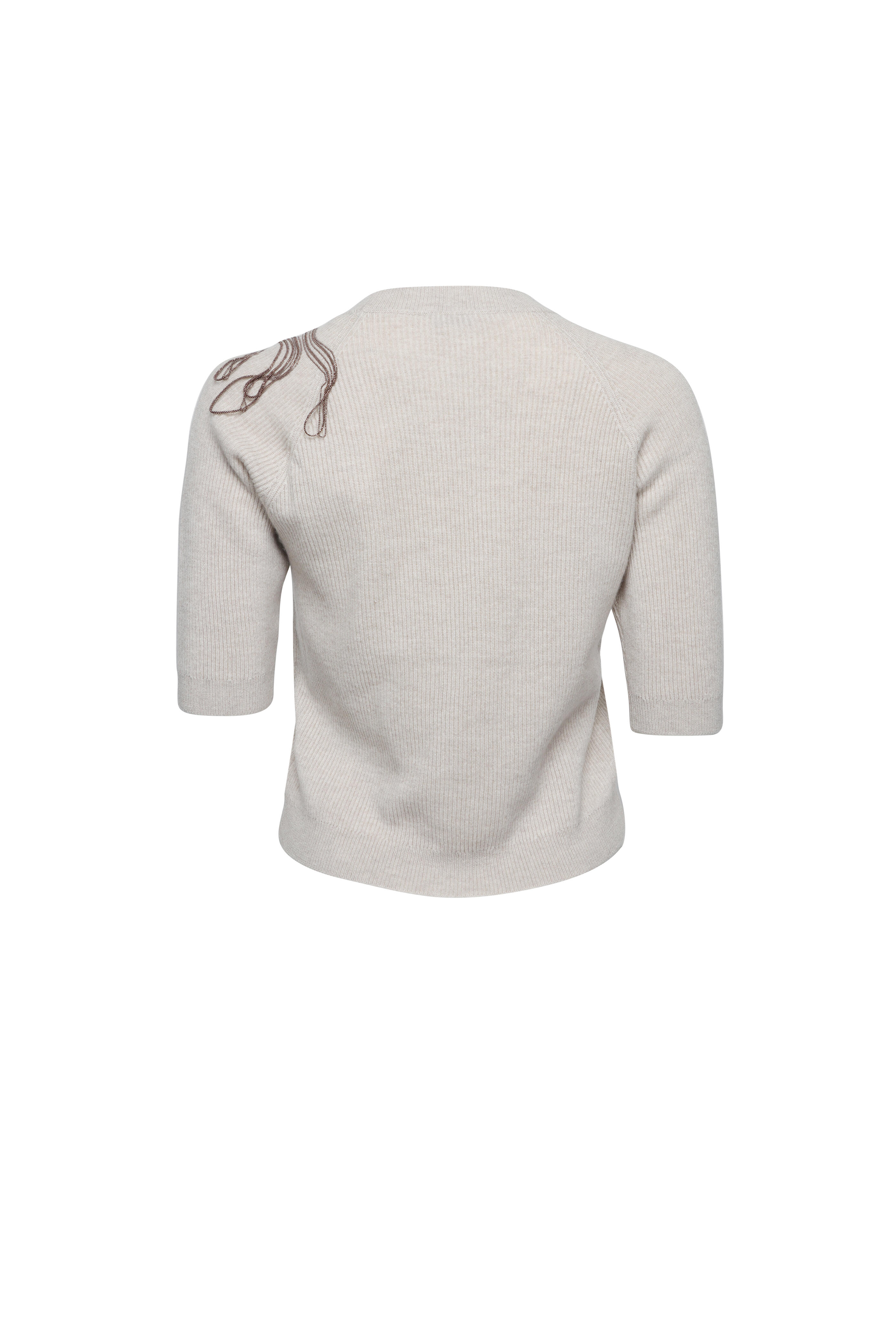 Brunello Cucinelli - Beige Cashmere Monili Floral Knit Pullover