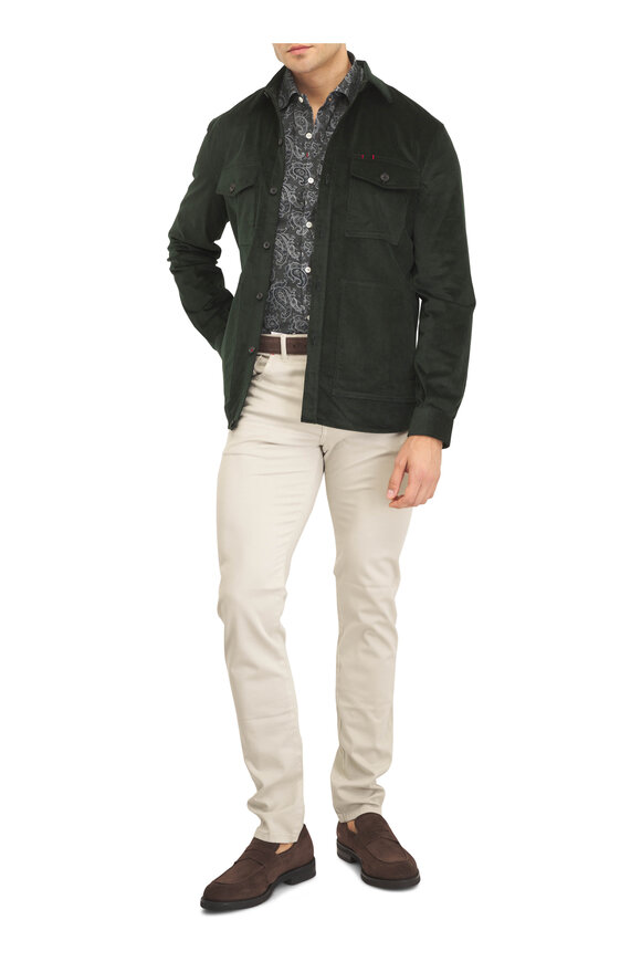 Isaia Beige Stretch Cotton & Cashmere Five Pocket Pant - view 5