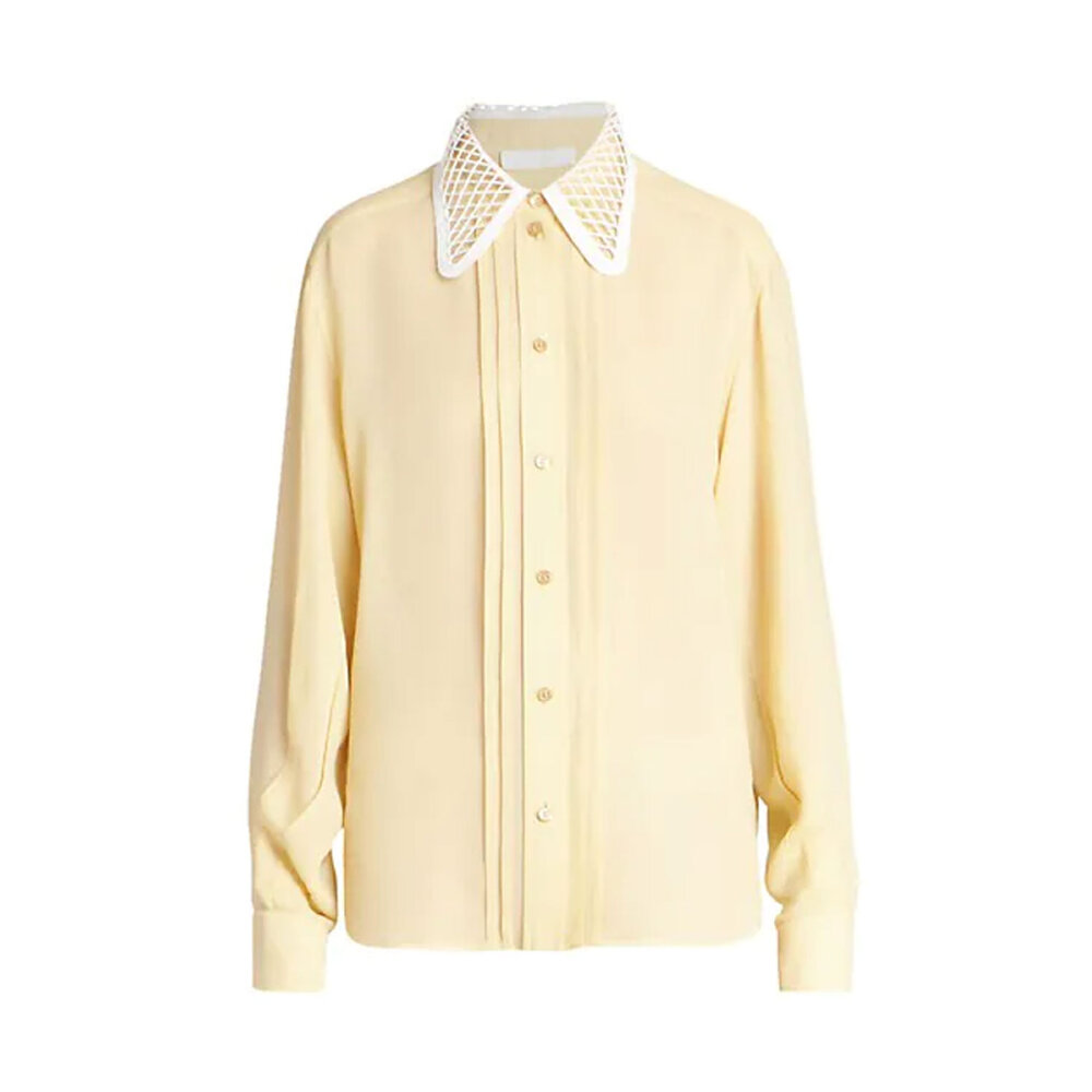Chlo Jojoba Yellow Lace Collar Button Down Shirt chlo-jojoba-yellow-lace-collar-button-down-shirt