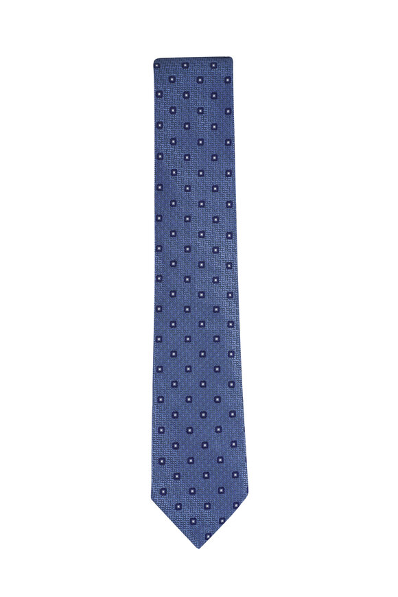 Zegna Blue Silk Jacquard Necktie
