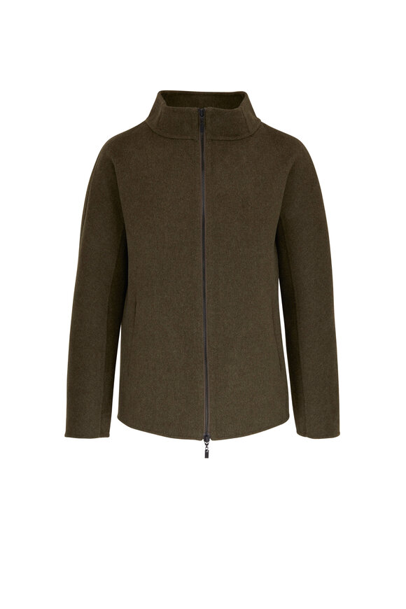 Kinross - Olive Wool & Cashmere Zip Jacket