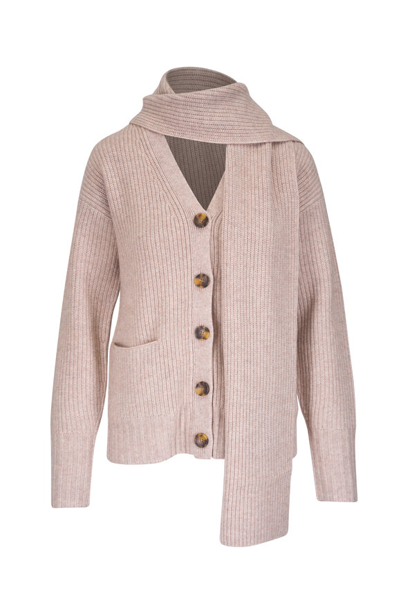 Veronica Beard Annalise Oatmeal Merino Wool & Cashmere Cardigan