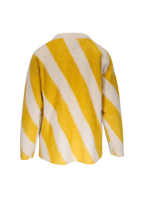 Jil Sander - Cream & Marigold Diagonal Stripe Crewneck Sweater