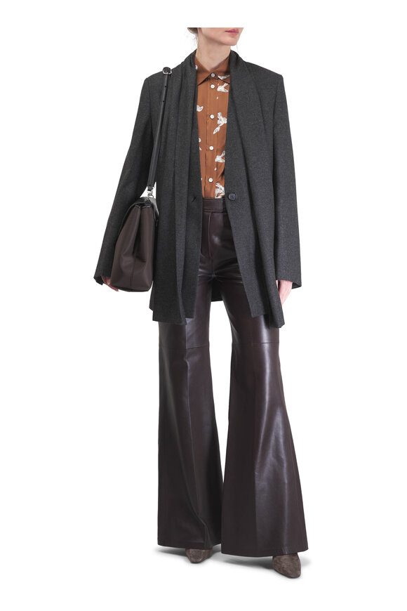 Dorothee Schumacher Sleek Statement Chocolate Leather Flare Pant - view 2