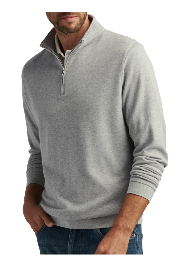 Peter Millar Crown Comfort Light Gray Quarter Zip Pullover - view 2