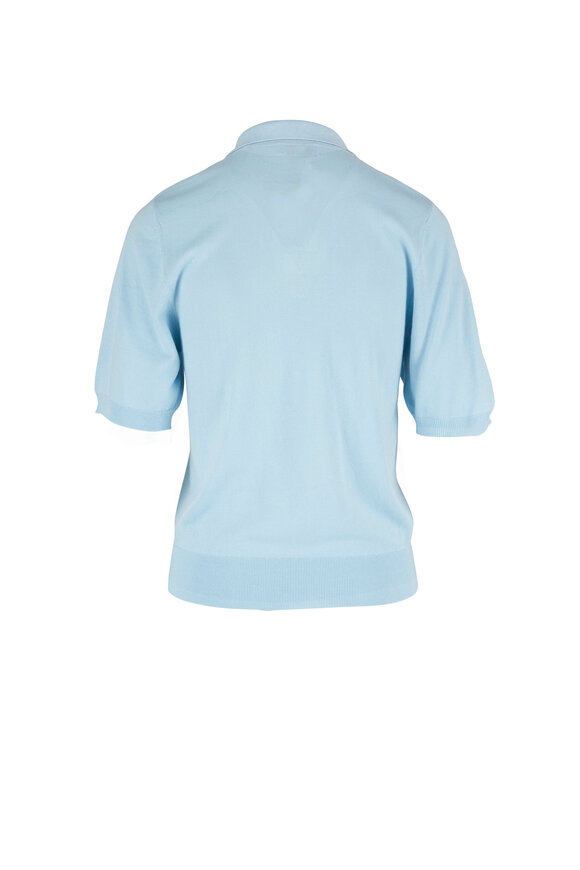 Kinross - Iced Aqua Silk & Cashmere Summer Polo