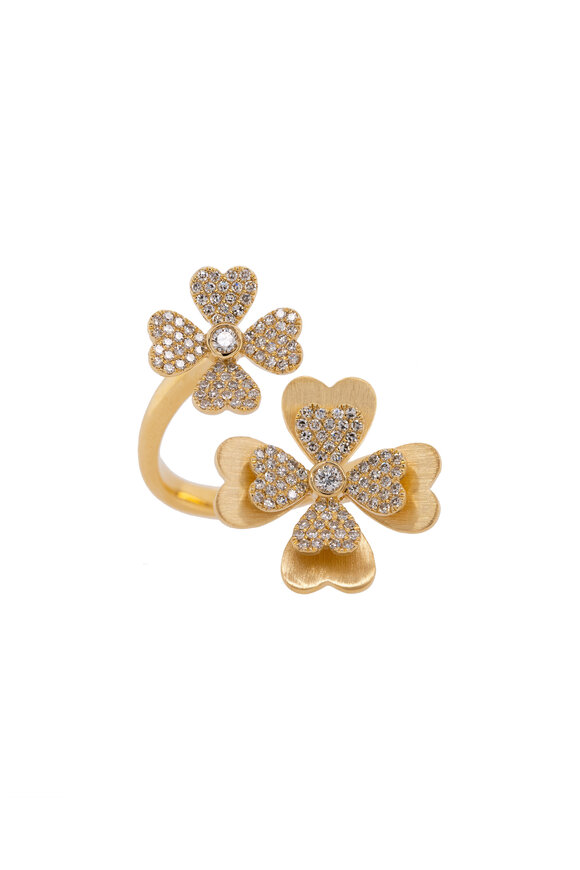 Bridget King 14k Yellow Gold Diamond Floral Ring - view 1