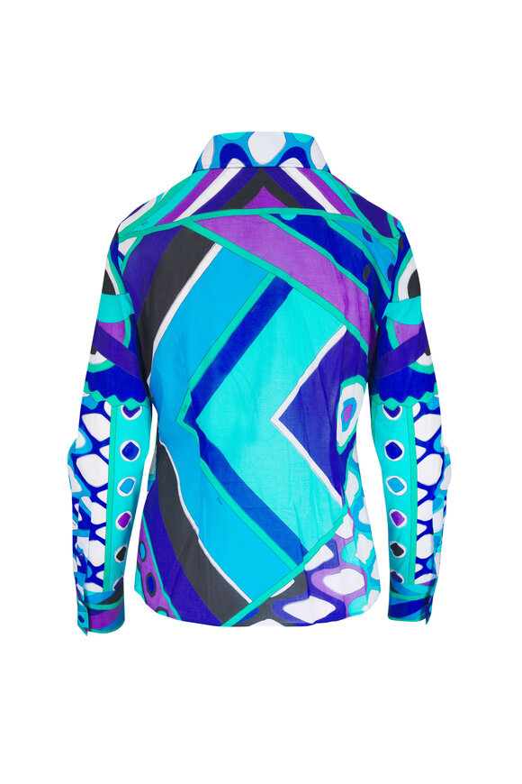 Pucci Blue Vivara Print Cotton Shirt - view 3