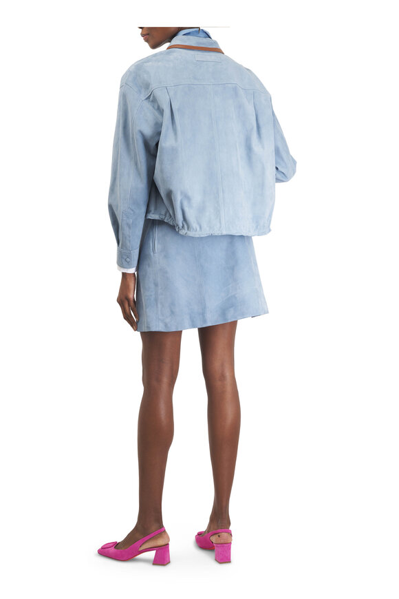 Marni Light Blue Suede Flared Mini Skirt - view 4