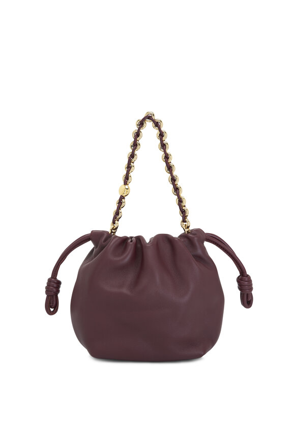 Loewe - Mini Flamenco Dark Burgundy Leather Chain Bag