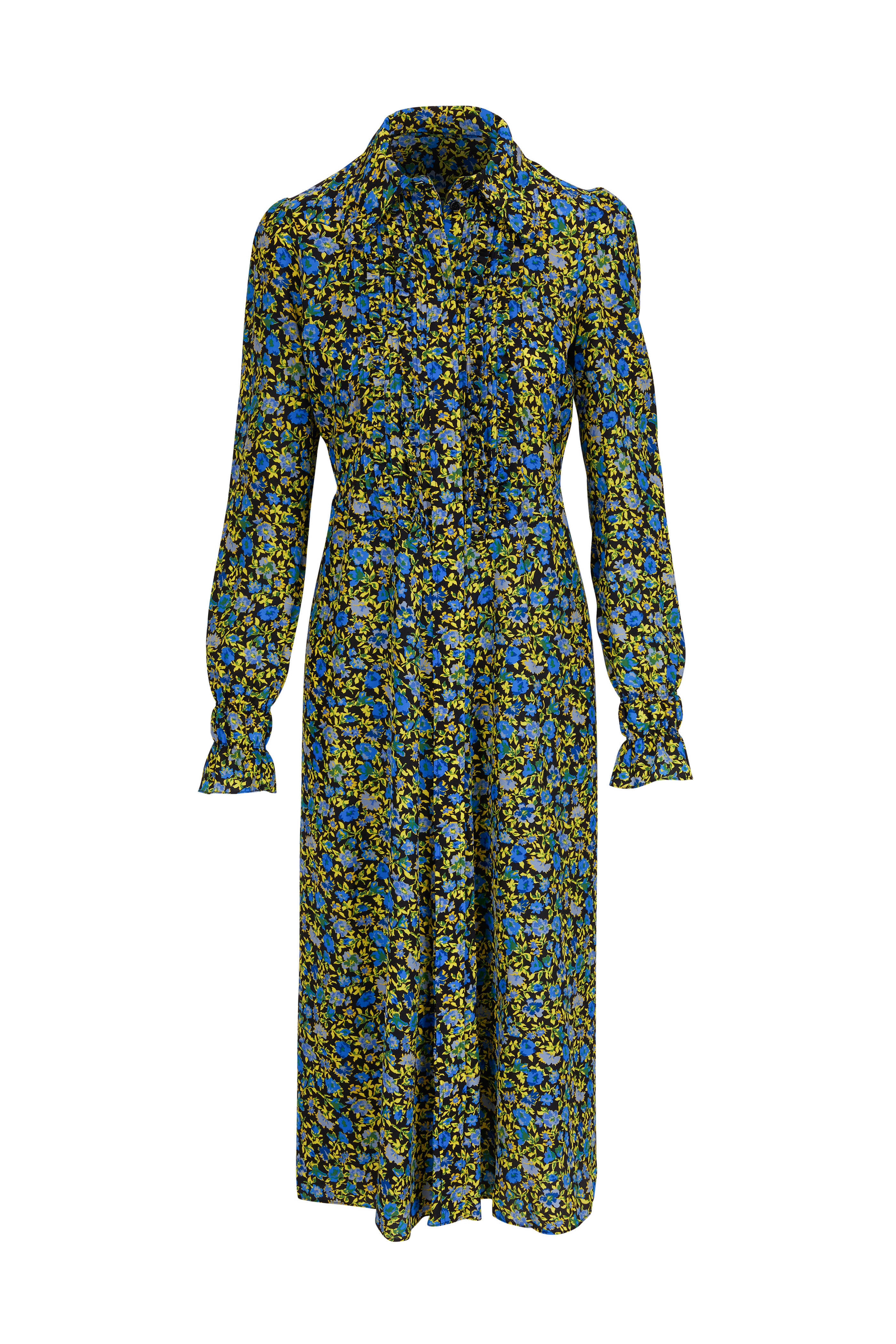 Victoria Beckham - Multicolor Floral Silk Frill Shirt Dress