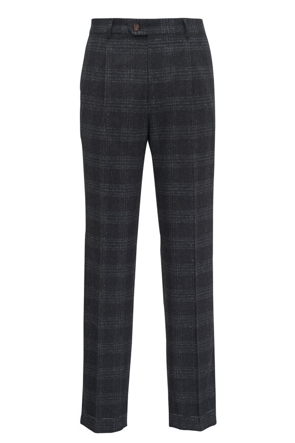 Brunello Cucinelli - Charcoal Plaid Leisure Silk & Wool Suit 