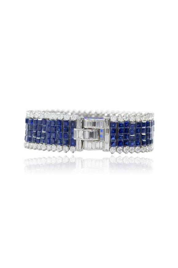 Oscar Heyman Platinum Blue Sapphire & Diamond Bracelet