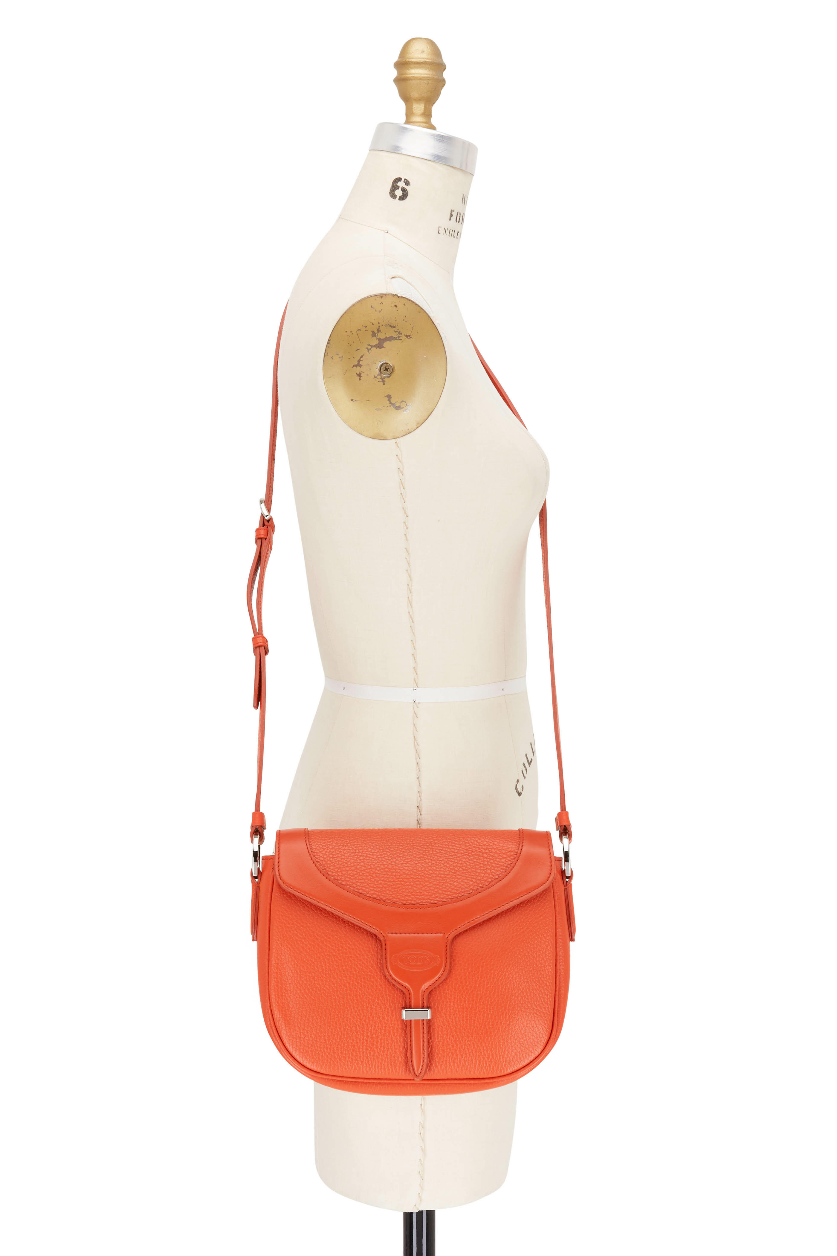Tod's - Joy Orange Pebbled Leather Crossbody Bag