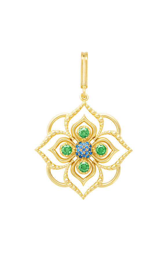 Mellerio 18k Yellow Gold Giardino Blue Velvet Charm