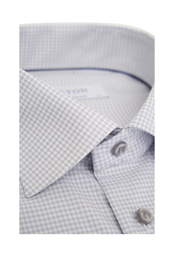 Eton - Gray Check Cotton Blend Dress Shirt 