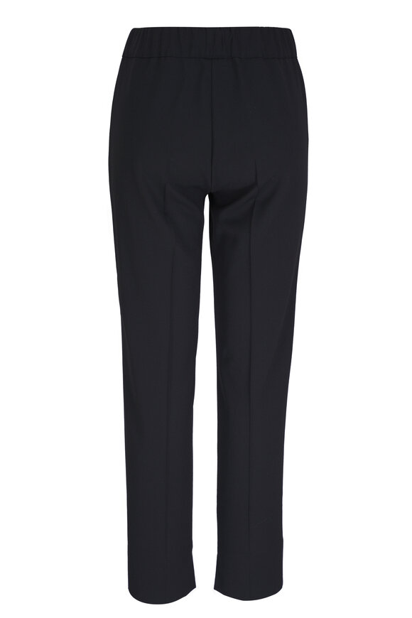 D.Exterior - Black Wool Front Pleat Pull On Pant