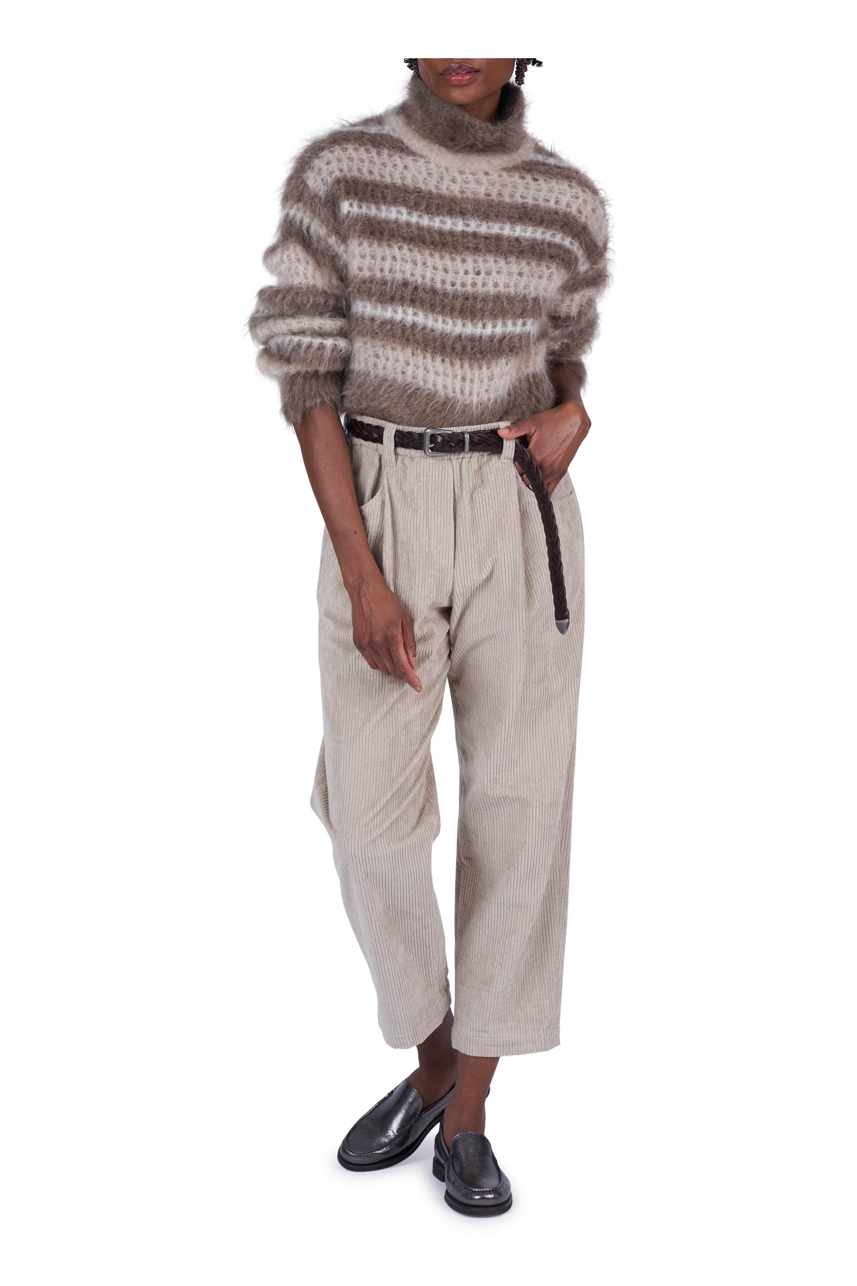 Brunello Cucinelli - Anthracite Metallic Textured Leather Moc Loafer