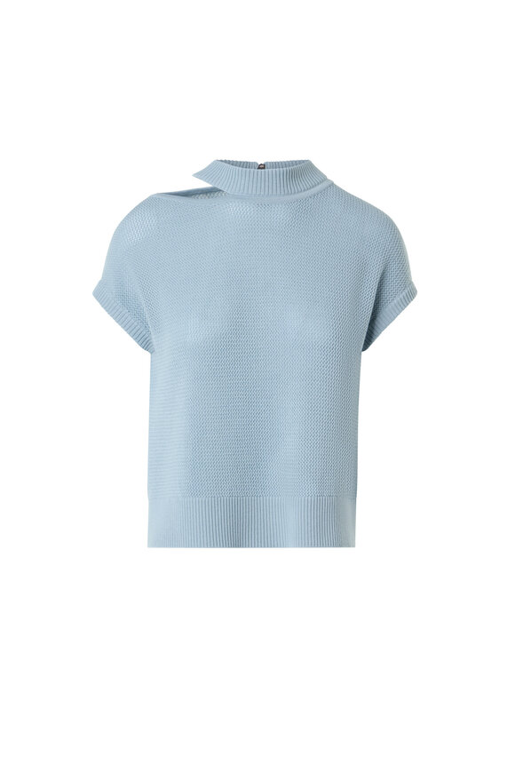 Akris Punto Sky Blue Slash Cutout Wool Sweater - view 1