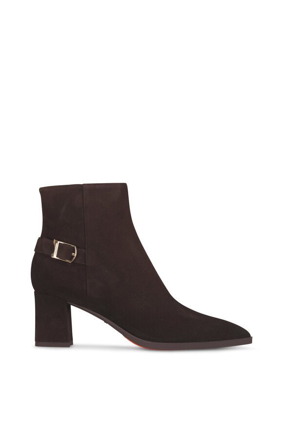 Santoni Elly Dark Brown Suede Short Boot, 65mm - view 3