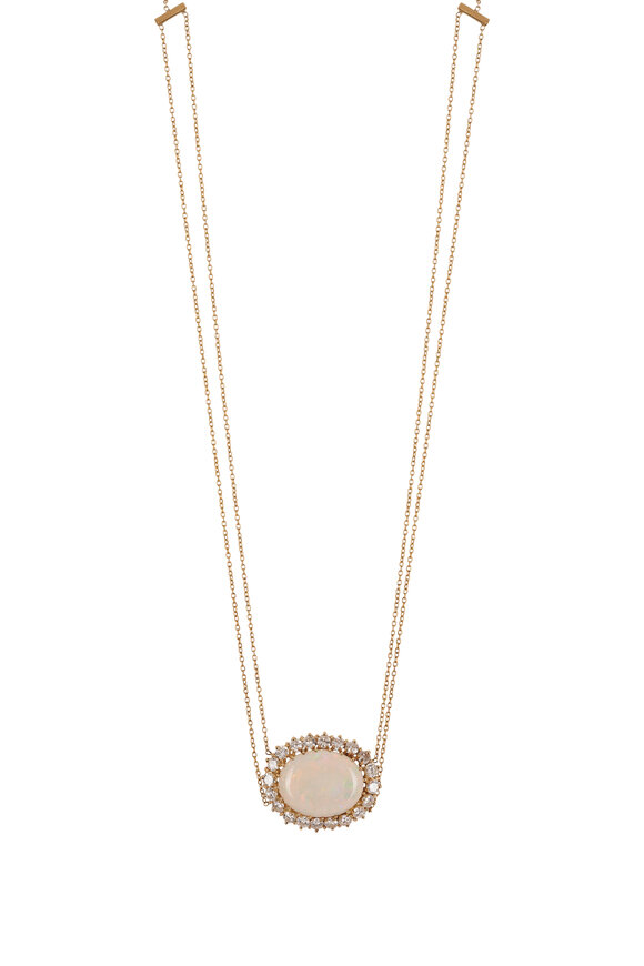 Renee Lewis Antique Diamond Opal Pendant Necklace