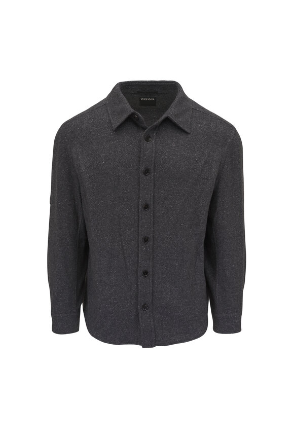Zegna - Charcoal Cashmere & Silk Over Shirt