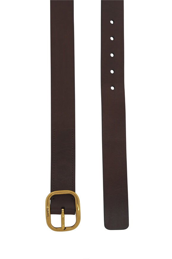 Loewe - Dark Brown & Gold Round Soft Leather Belt