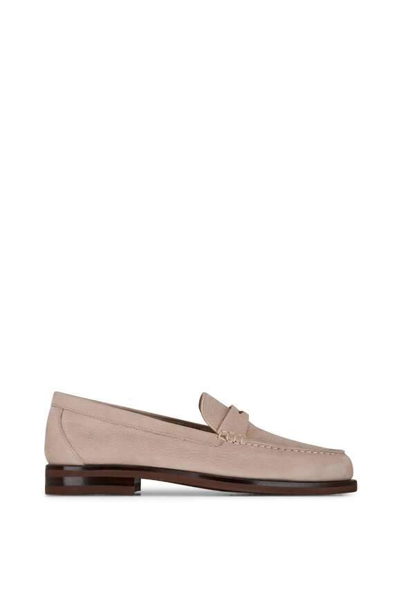 Santoni - Haileigh Beige Nubuck Penny Loafer 