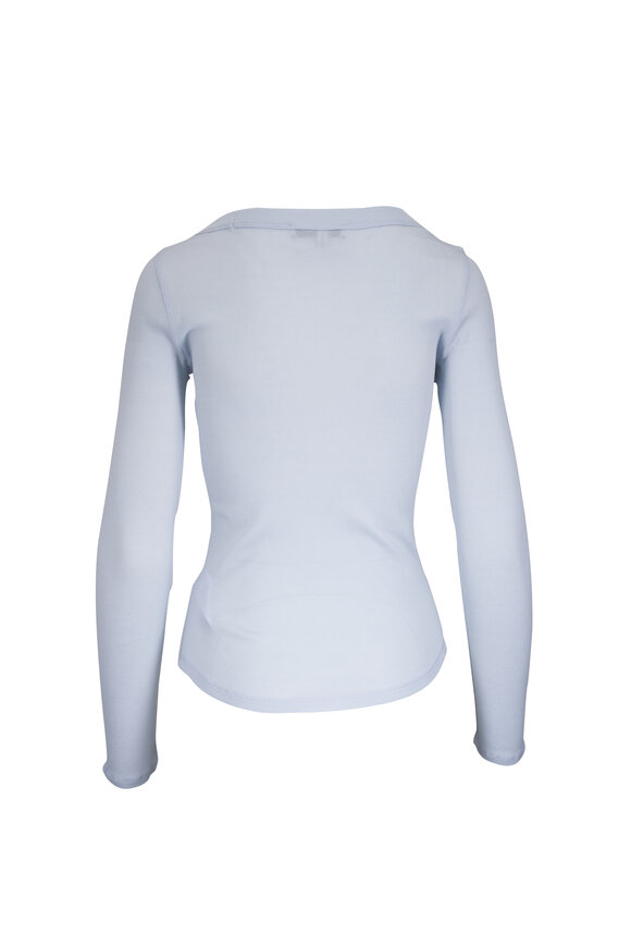 Dorothee Schumacher Sheer Ease Sky Blue Ribbed Long Sleeve T-Shirt - view 2