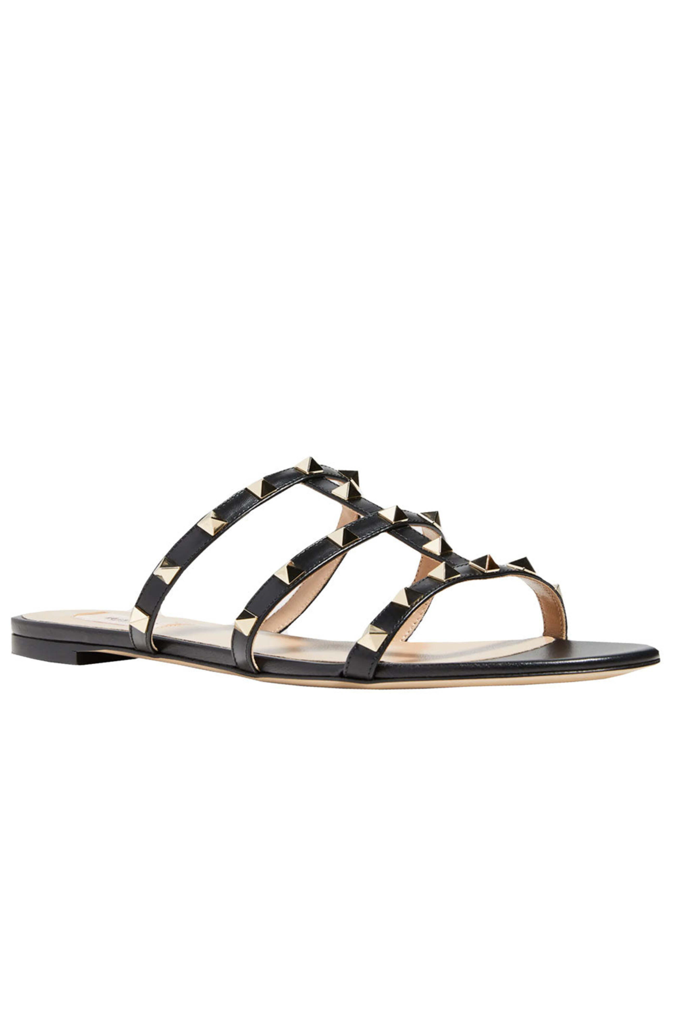 Valentino Garavani - Rockstud Slide Sandals in Nero