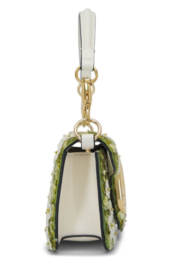 Valentino Garavani - Small Loco Verde Flower Embellished Leather Bag