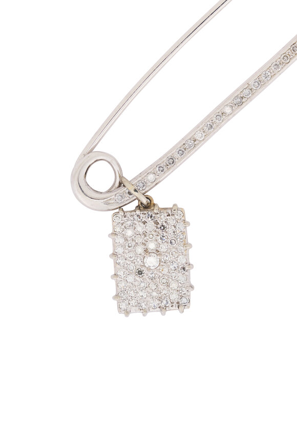 Renee Lewis 14k White Gold Pave Diamond Safety Pin Brooch