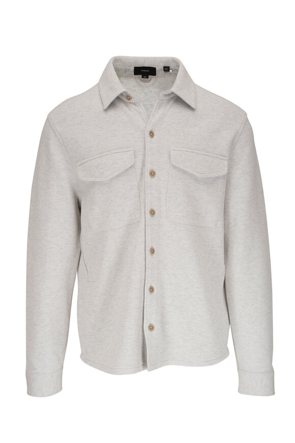 Vince Heather White & Medium Heather Gray Piqué Shacket - view 1