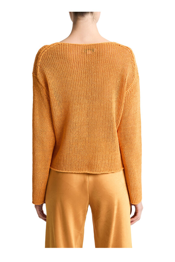 Vince Tangerine Coated Open Knit Sweater - view 3