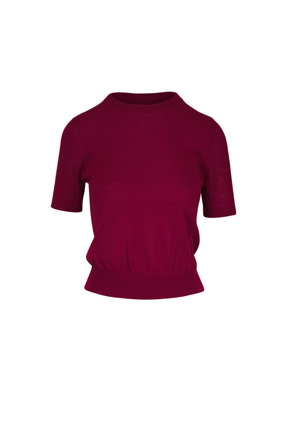 Akris Punto Pomergrante Wool Short Sleeve Sweater - view 1
