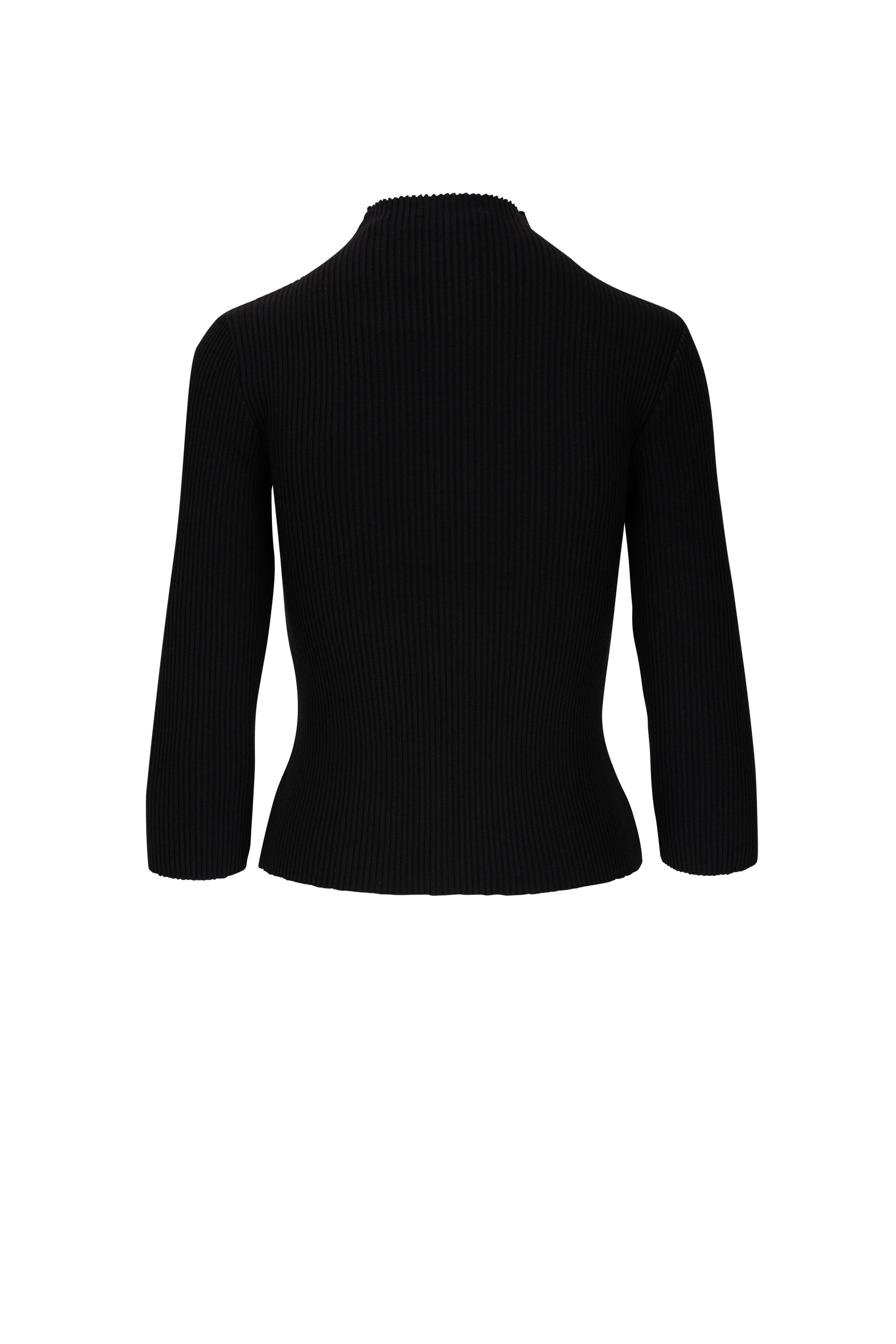 Vince - Black Ribbed Knit Quarter Zip Top | Mitchell Stores