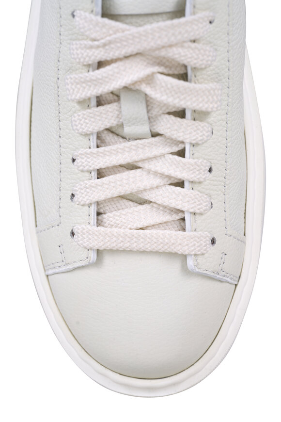 Santoni Clean White Leather Low Top Sneaker - view 5