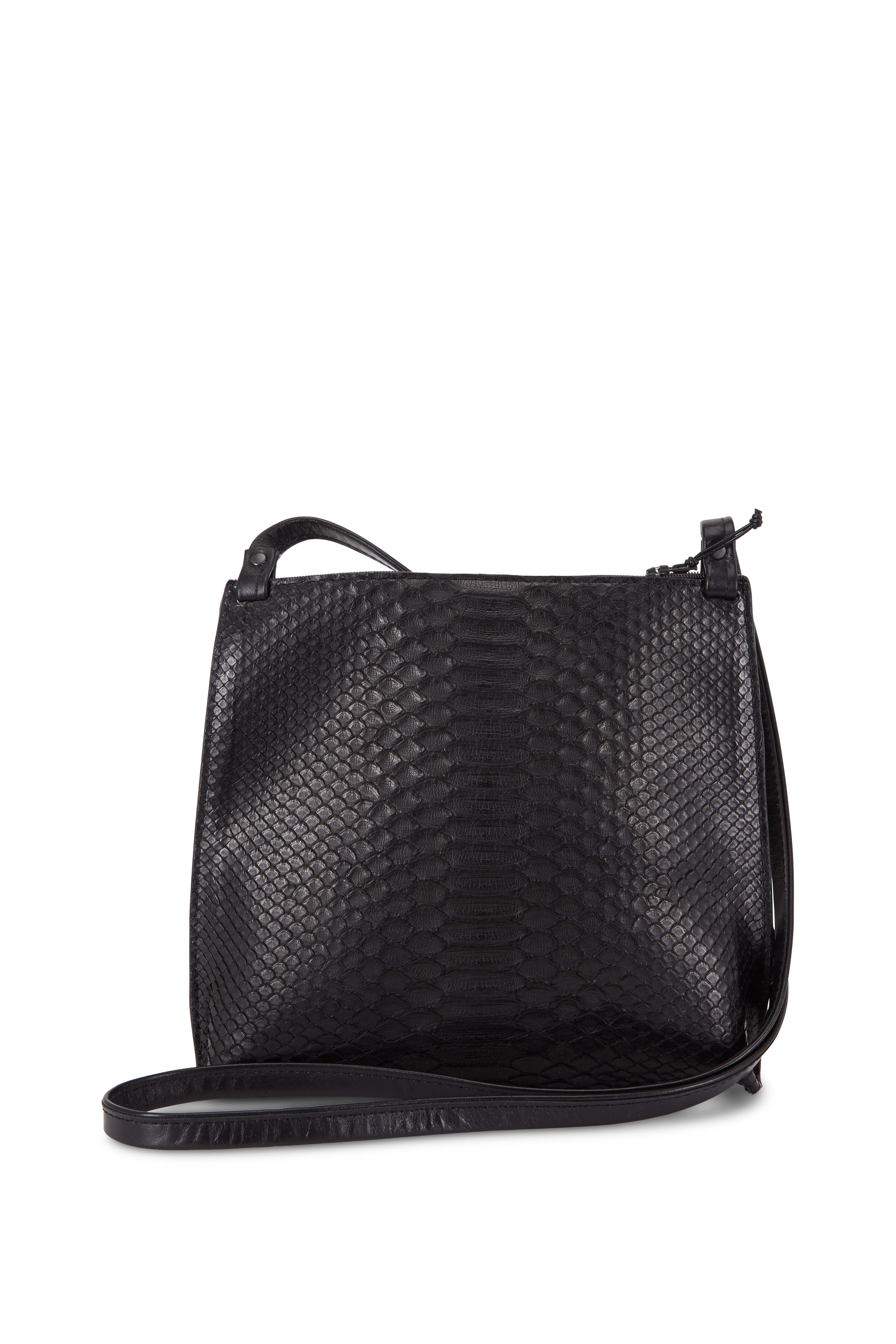 B May Bags - Strappy Black Python Pouch Crossbody