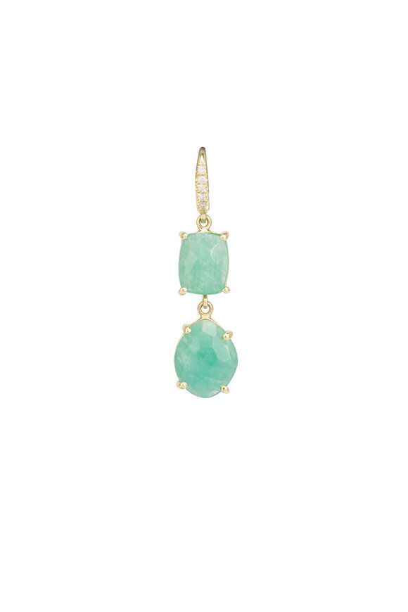 Lauren K 18k Yellow Gold Emerald & Diamond Earring - view 2