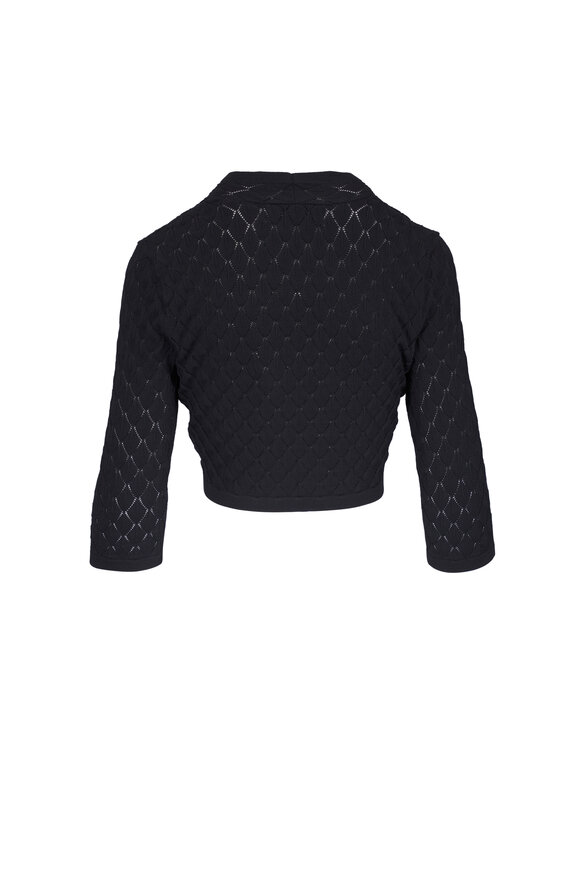 Lela Rose Black Pointelle Knit Bolero - view 2
