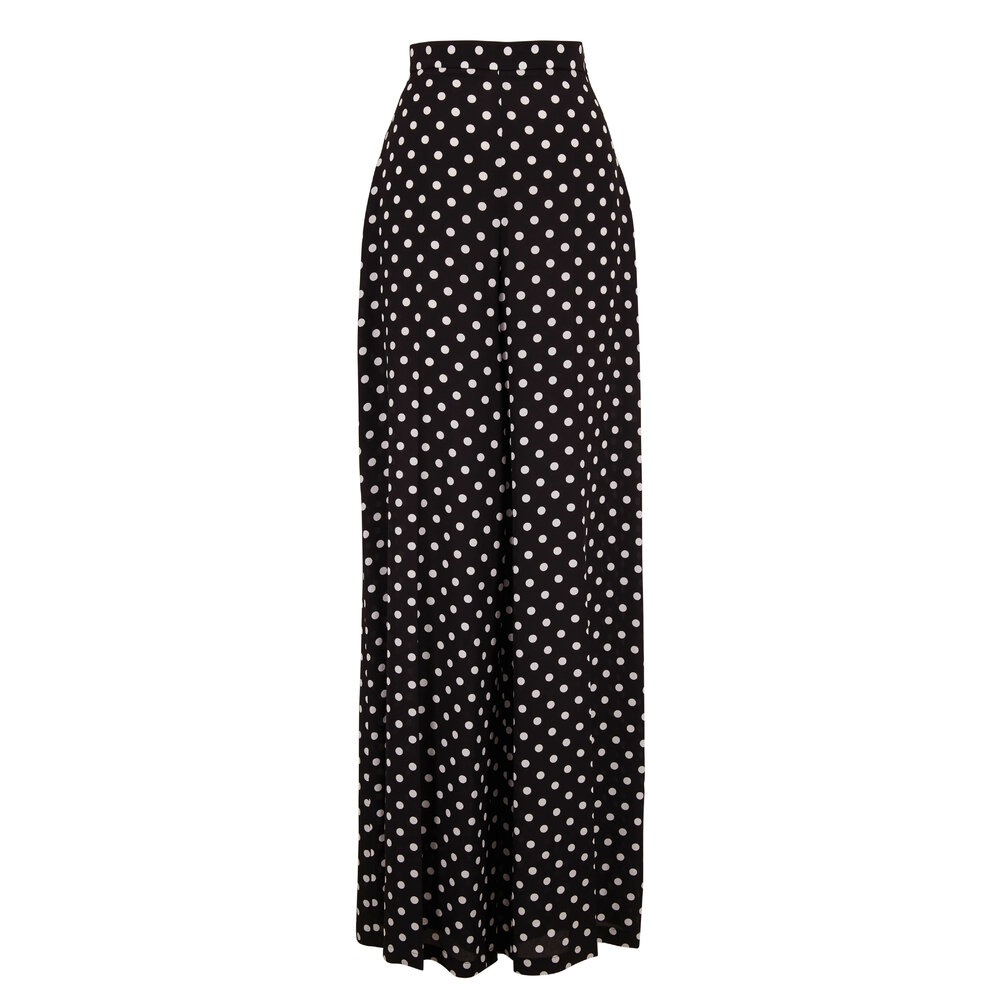 Michael Kors Collection - Black & White Silk Polka Dot Palazzo Pant