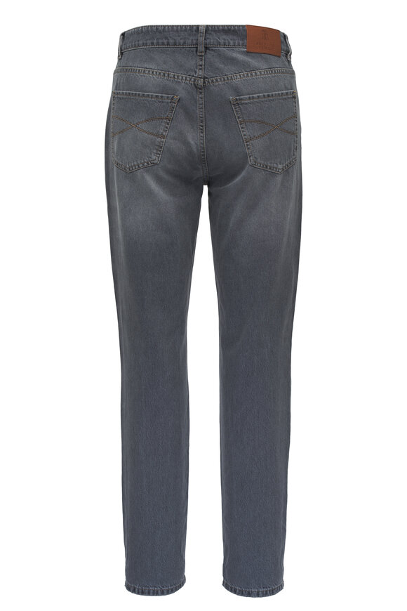 Brunello Cucinelli - Grey Traditional Fit Cropped Jean