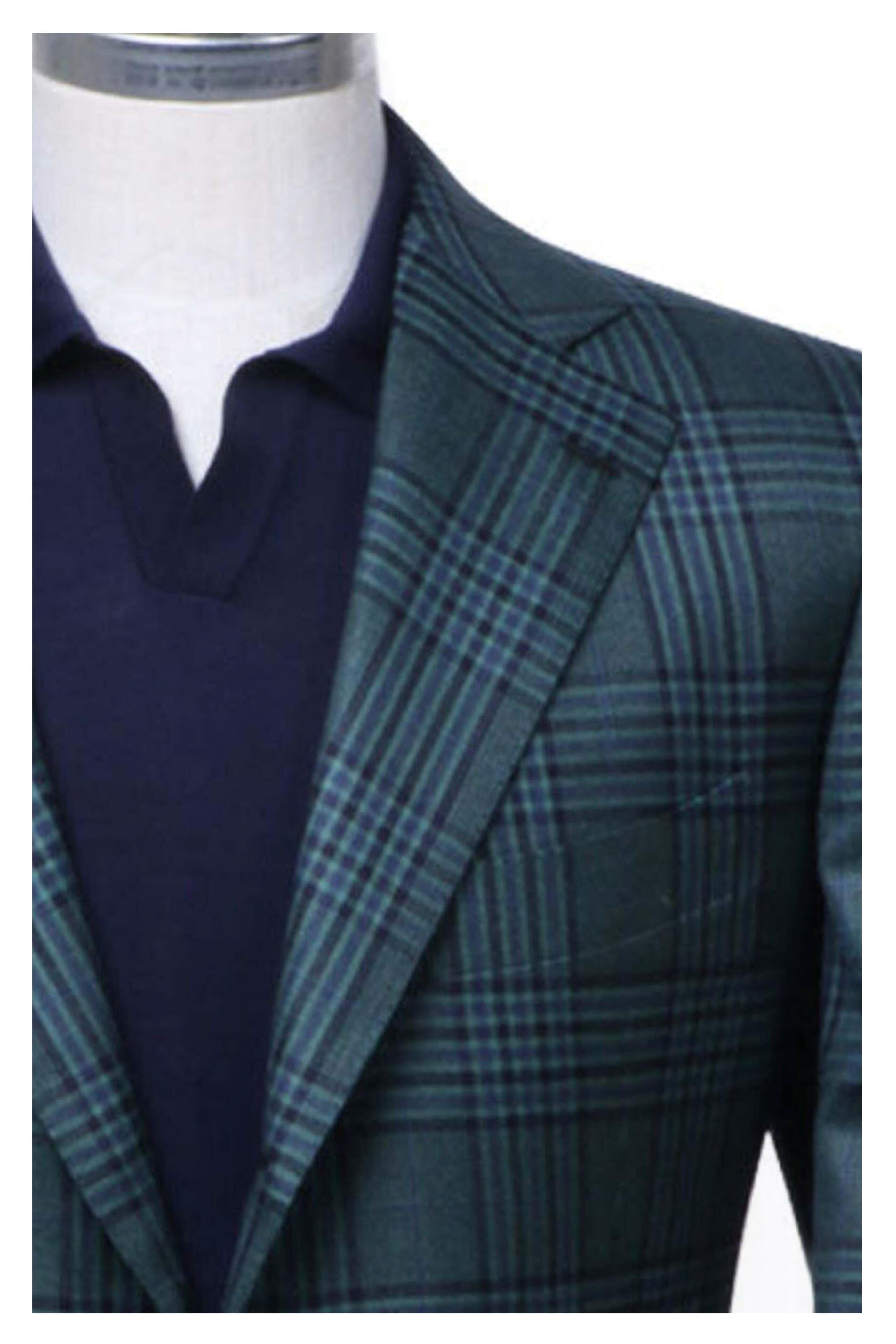 Cesare Attolini - Green and Navy Blue Plaid Sportcoat