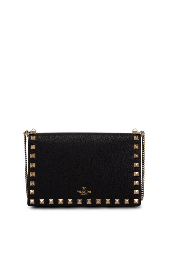 Valentino Garavani - Black Leather Rockstud Chain Pouch 