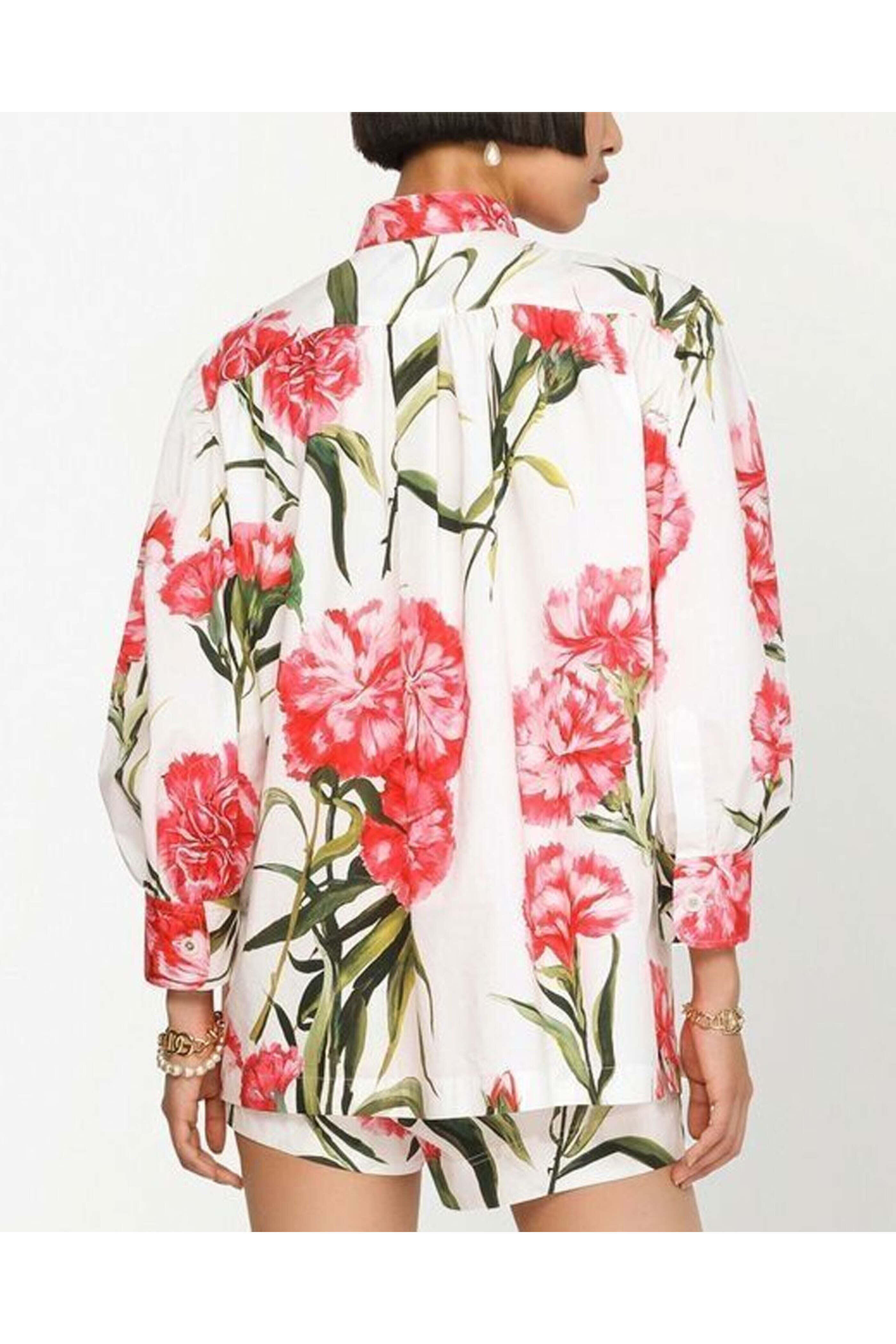 Dolce & Gabbana - Garofani Floral Print Puff Sleeve Shirt